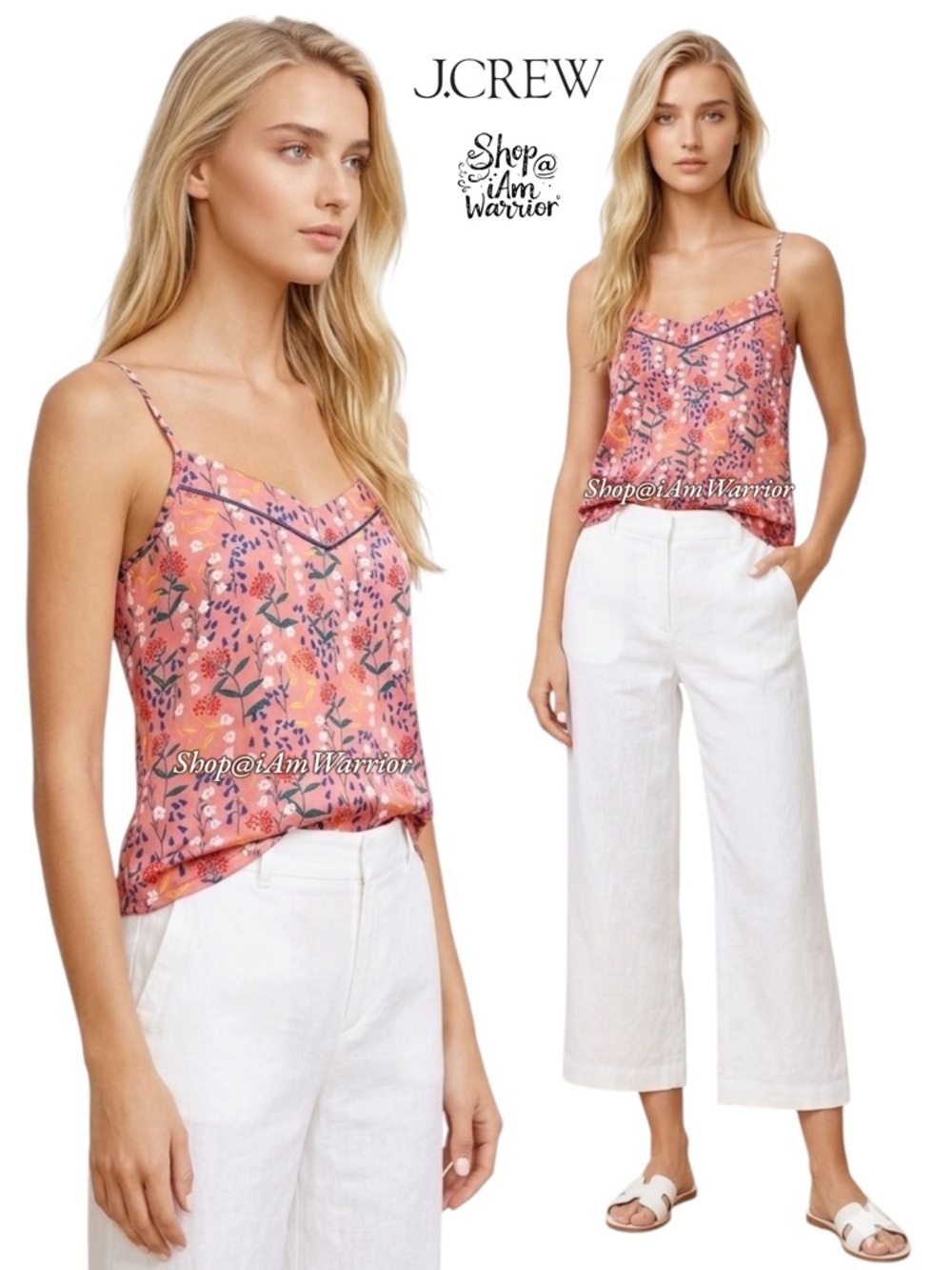 J.crew guava coral floral satin cami/tank top *shop@iamwarrior